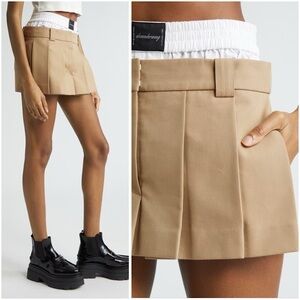Alexander Wang Tan Pleated Mini Skort